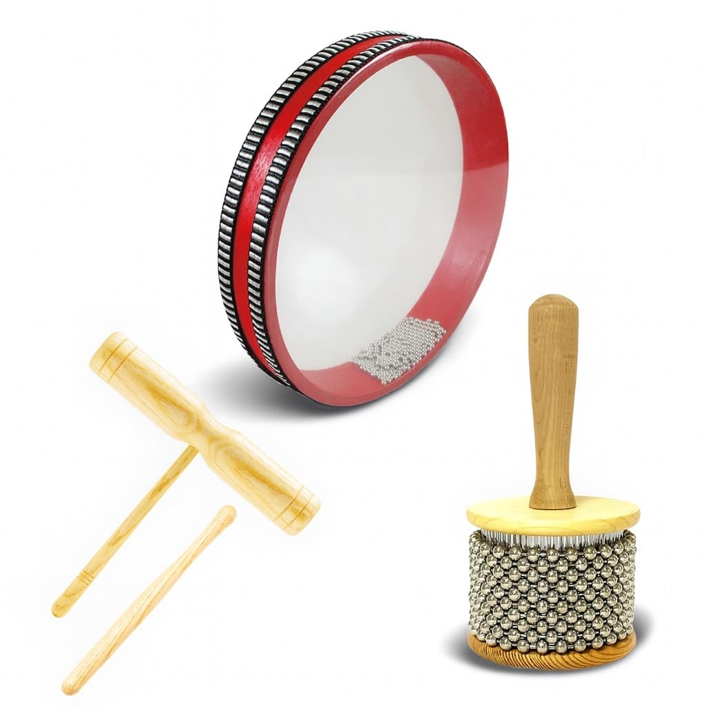 

S.T.S.G Percussion Instrument 3-Piece Set: Cabasa, Tambourine, Shaker, Woodblock - Ocean Drum (3-piece set)