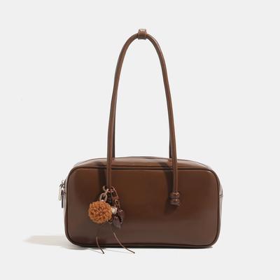 Japanese College Style Retro Oil Wax Leather Bag for Women New Style Autumn and Winter One Shoulder Armpit Bag Portable Boston Bag