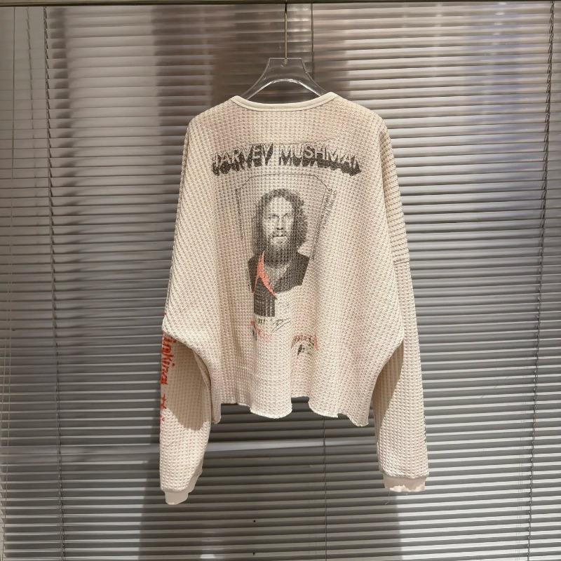 ROADVIBE Waffle Manica Lunga Paly T-shirt Vintage Casual Oversize per Uomo