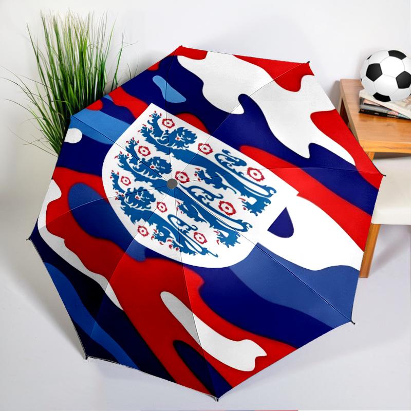 Ombrello Automatico Stampato con Stemma della Nazionale Inglese, 8 Stecche per Viaggio, Campeggio, Ombrello Casual, Regalo Essenziale per la famiglia e gli amici