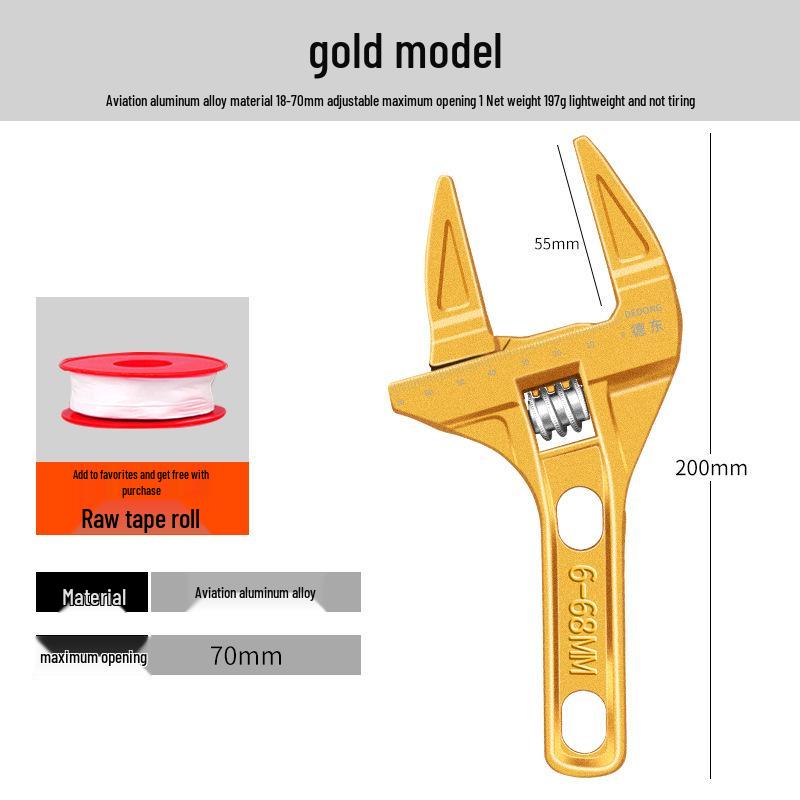 Large-Opening Adjustable Bathroom Wrench for Plumbing and Faucet Installation