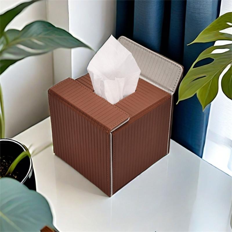 Elegant Faux Leather Tissue Holder Decorative Faux Leather Tissue Box Cover Paper Organizers Perfect For Any Room