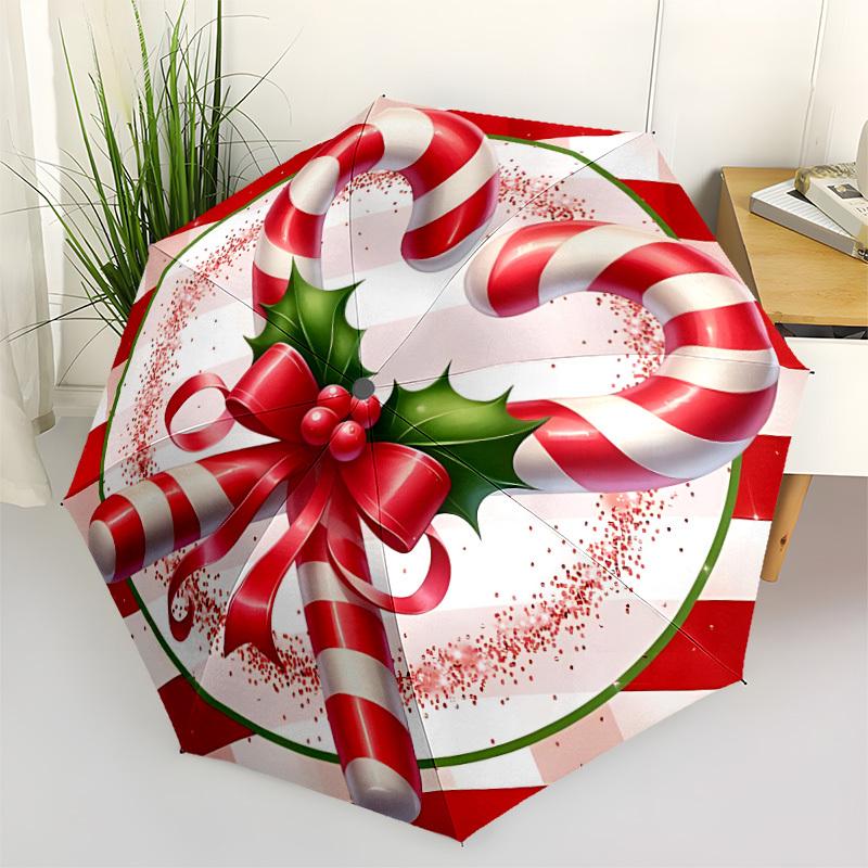

1pc Candy Cane Decorations Automatic Umbrella Portable Home Essential Umbrella, Iron Umbrella Structure Suitable for All Seasons yy251123153