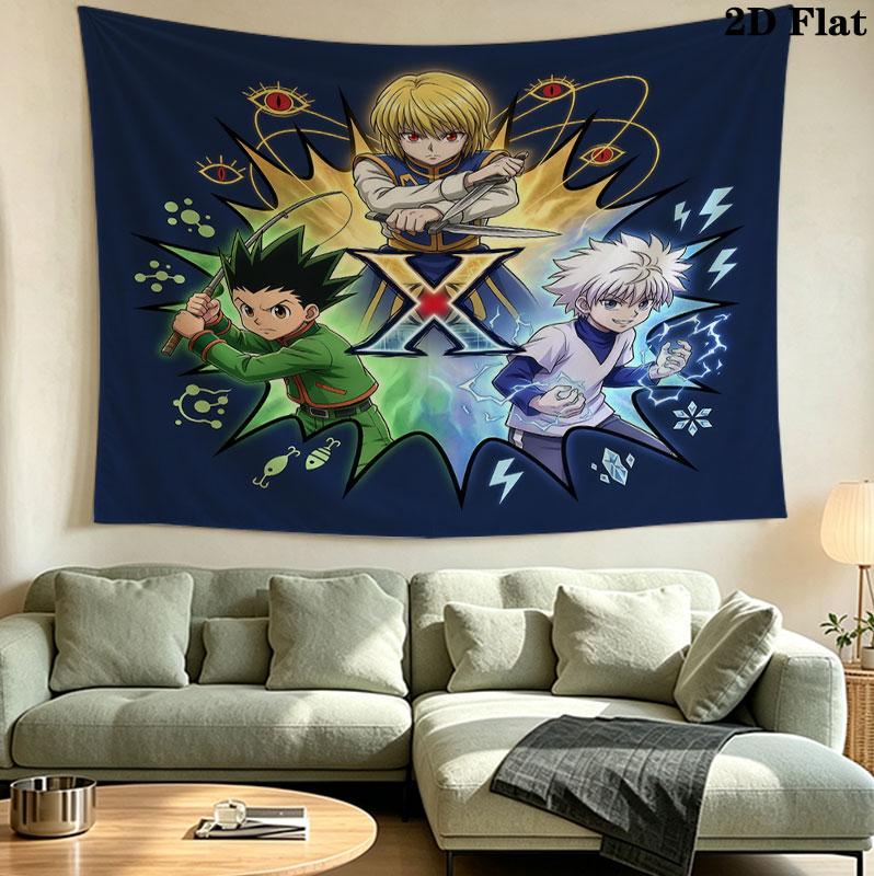 Arazzo da Parete Hunter X Hunter Appeso Estetico alla Parete Coperta in Tessuto Stampato Arazzi Decorativi per Camera da Letto Soggiorno Arredamento per la Casa