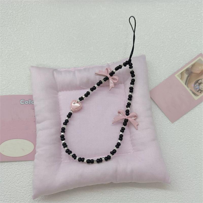 Y2k Cute Bowknot Love Heart Phone Lanyard Simplicity Short Phone Strap Style Phone Earphones Camera Chain Lanyard Accessories