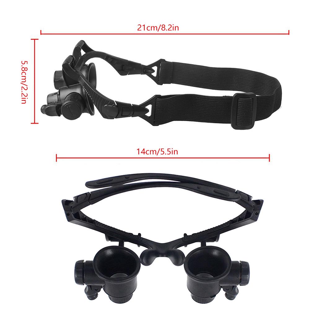Headband LED Light Glasses Magnifier Watchmaker Jewelry Optical Lens Glass Magnifying Loupe