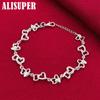 925 Sterling Silver FULL Heart AAA Zircon Chain Bracelet Jewelry