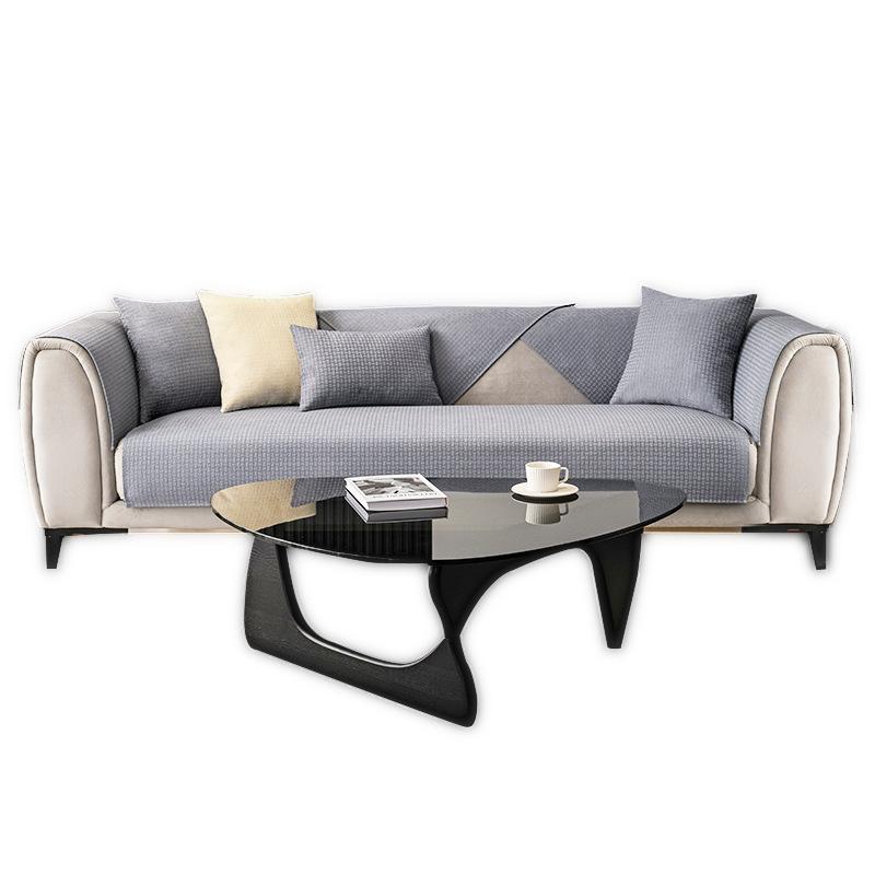 Sofa Cushion Light Gray Four Seasons Universal Solid Color Fabric Craft Non-Slip Simple Modern Leather Cover Cover Cover Cloth