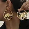 Stylish European-American Elephant Hollow Metal Earrings