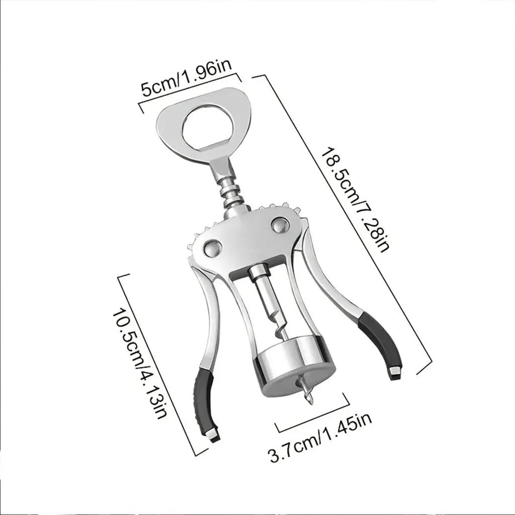 1pc-Wine Opener Stainless Steel Opener Zinc Alloy Premium Wing Corkscrew Wine Bottle Opener with Multifunctional Bottles Opener