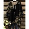 Camisetas Oversize Estilo Bohemio Chic Estampado Étnico Vintage Sencillo Dobladillo Irregular Cuello Redondo Top para Mujer Moda Versátil Ropa de Mujer