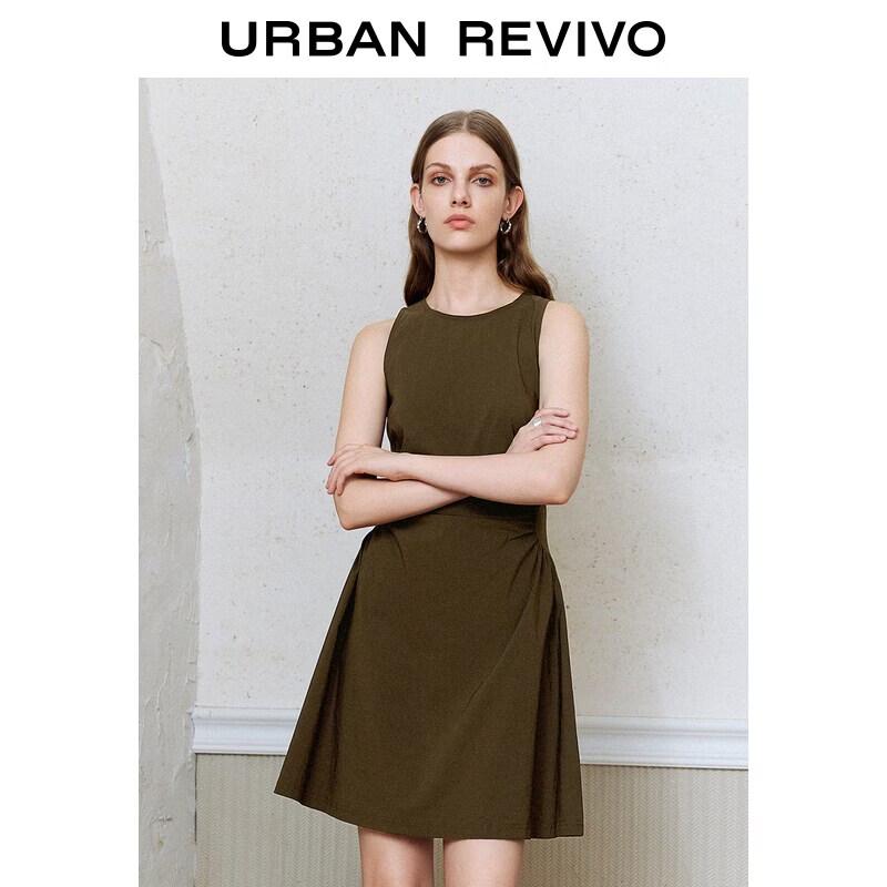 UR2026 Women's French Style Pleated Sleeveless Dress