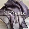 70% Wool 30% Real Silk Scarf For Women Bandana Square Scarves Wrap Kerchief Elegant Fashion Summer High Quality Hijab Foulard