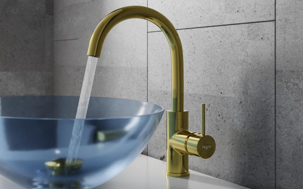 ILLUSION I Light Gold High Washbasin Tap Besco
