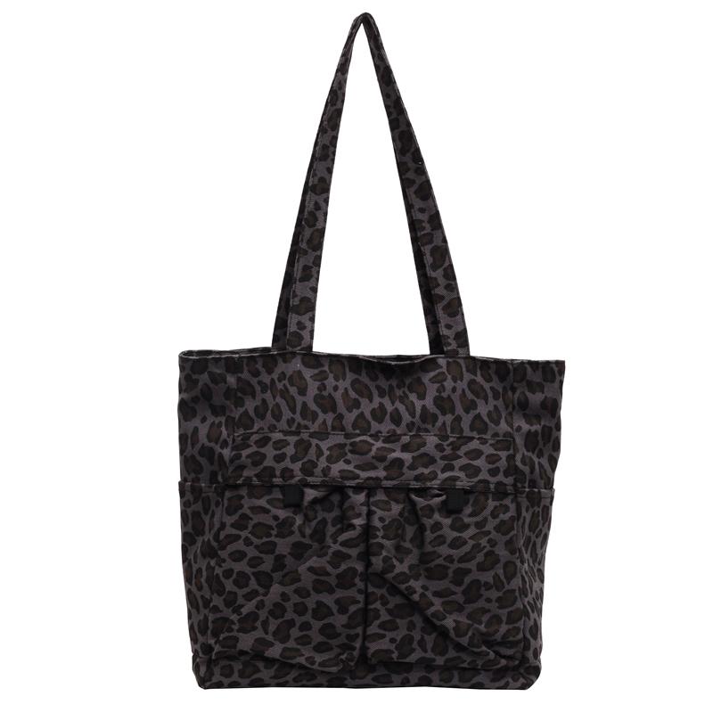 Large Capacity Tote Bag Women's Lightweight Leopard Print Shoulder Bag