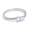 Yhpup 6789# Fashion Delicate Zircon Pearls Thin Exquisite Fairy Finger Charm Ring Stainless Steel High Quality Korean Jewelry