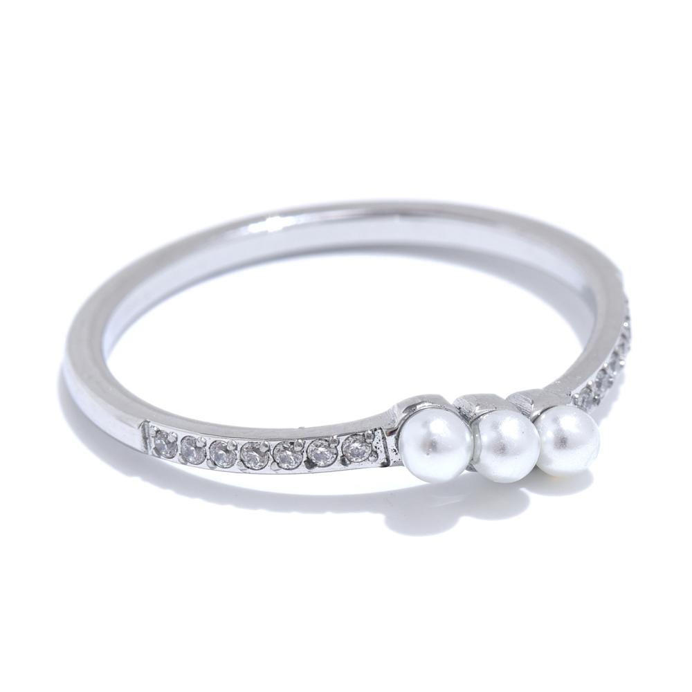 

Yhpup 6789# Fashion Delicate Zircon Pearls Thin Exquisite Fairy Finger Charm Ring Stainless Steel High Quality Korean Jewelry 6
