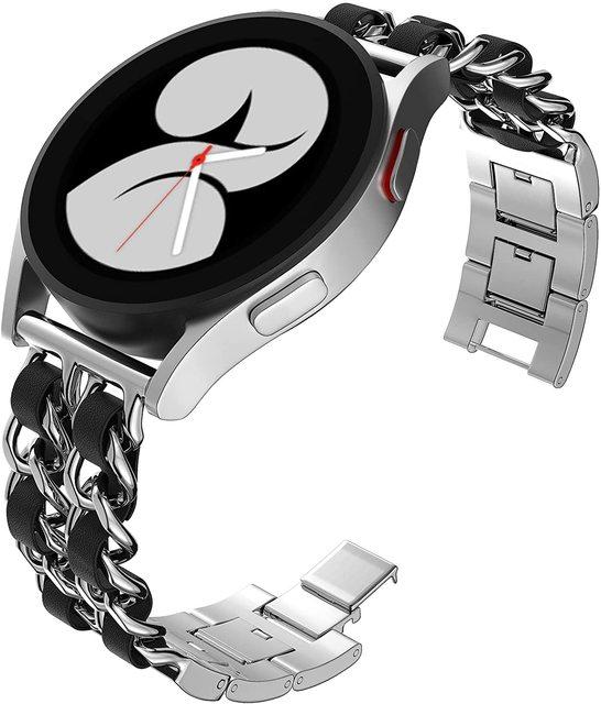 

20mm 22mm Band for Samsung Galaxy Watch 4/classic/5/6/7/FE/active 2 Leather+Metal Link bracelet correa watch 5 Pro 45mm Strap 22mm watch band