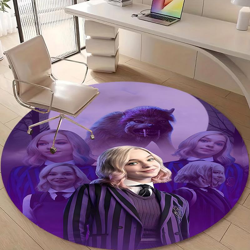 1pc Addams Family Wednesday Enid1 Design Printed Area Round Carpet for Bedroom Living Room Home Decor Rugs Mat Non Slip Mat Rug for Bedside