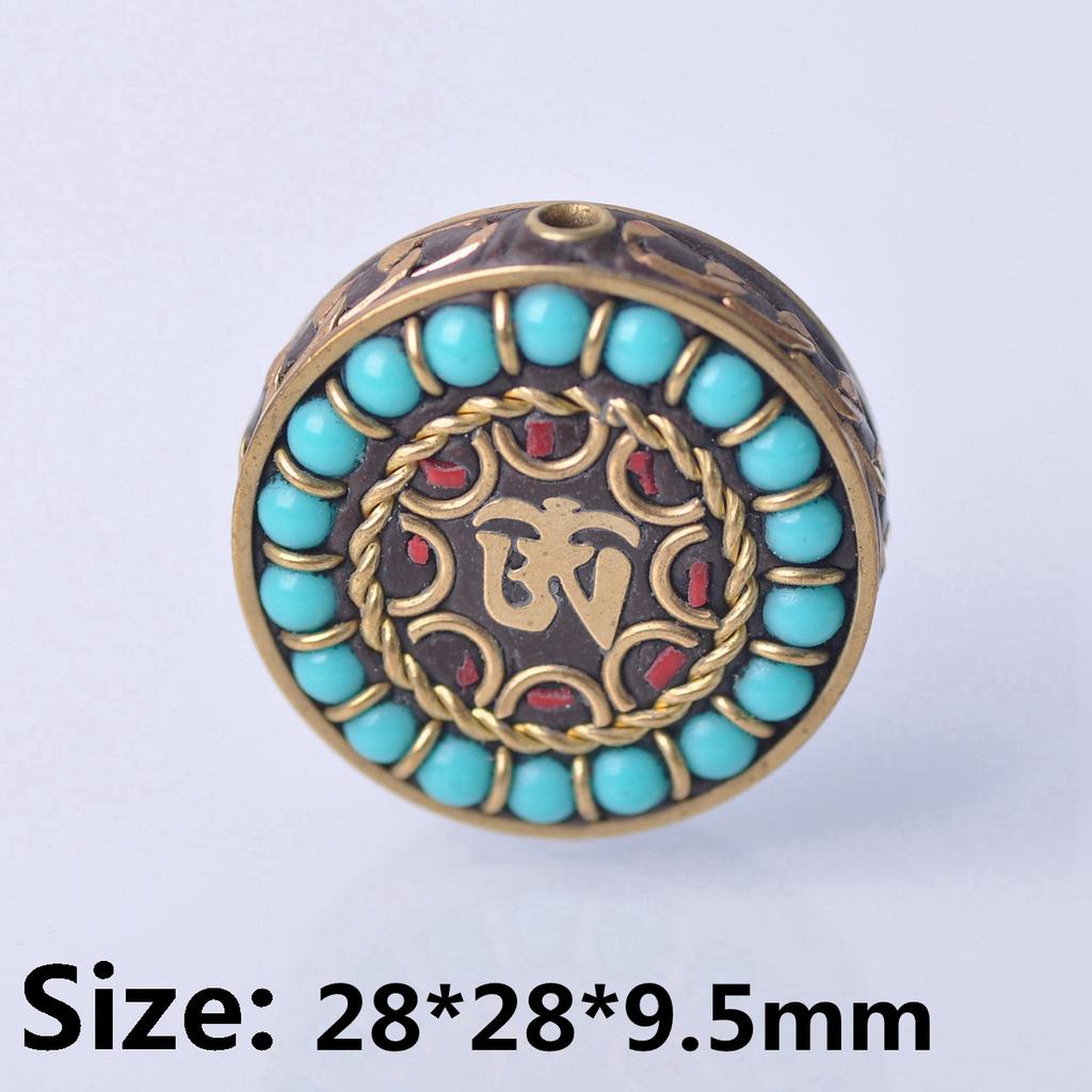 Handmade Nepalese Buddhist Tibetan Brass Metal & Clay Loose Craft Beads for Necklace Jewelry Making DIY