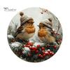 Wooden Hanging Sign for Wall Winter Bird Sign, Rustic Decorative Plaque with Animal Decor Rope, 2D Flat Art Christmas Holiday Home Door
