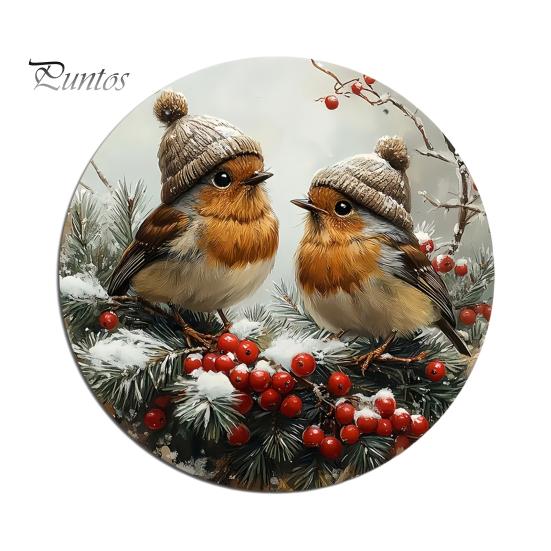 Wooden Hanging Sign for Wall Winter Bird Sign, Rustic Decorative Plaque with Animal Decor Rope, 2D Flat Art Christmas Holiday Home Door