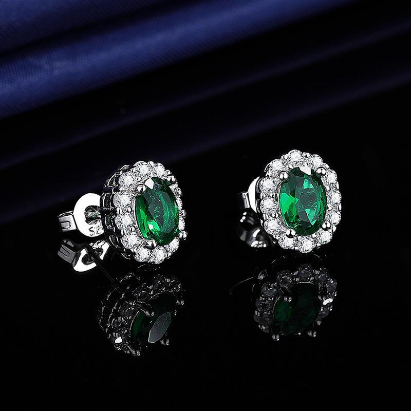 Emerald Zircon Gemstone Drop Earrings for Women