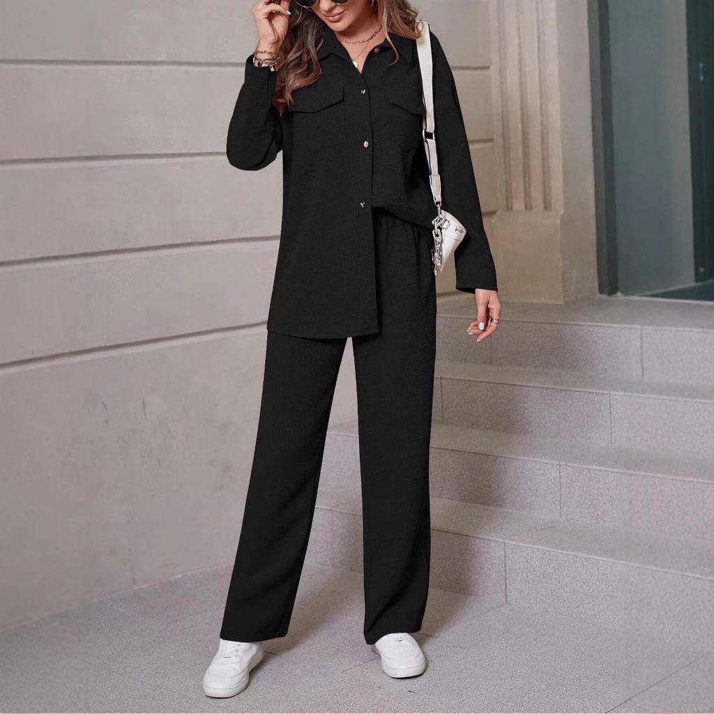 2025 Frühling/Sommer Damen Trendiger High-End Einfarbiger Waffel-Cardigan-Set