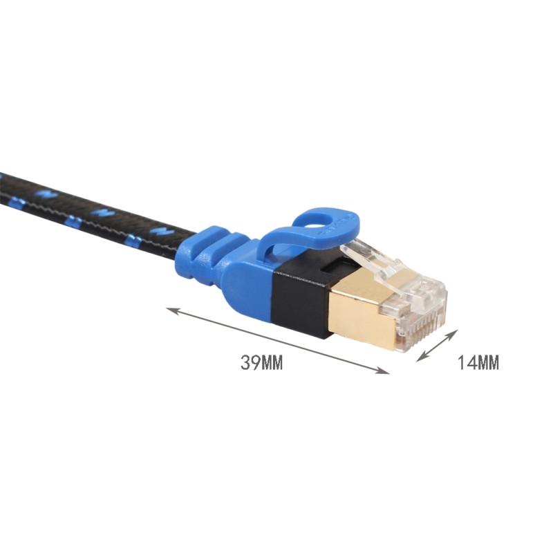 Length 8m HUIFANGBU CAT7-2 Gold-Plated CAT7 Flat Ethernet 10 Gigabit Two-Color Braided Network LAN Cable for Modem Router LAN Network with Shielded RJ45 Connectors Length 8m HUIFANGBU CAT7-2 Gold-Plated CAT7 Flat Ethernet 10 Gigabit Two-Color Braided Network LAN Cable for Modem Router LAN Network with Shielded RJ45 Connectors