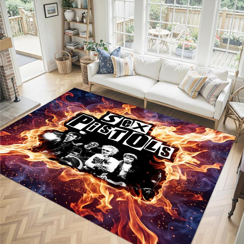 Sex Pistols Design Crystal Velvet Carpet Cozy Non?Slip Printed Rug For Bedroom Living Room Entrance