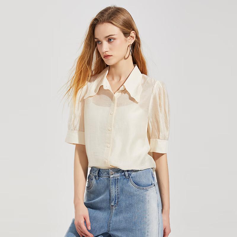 Women's French-Inspired Short-Sleeve Commuter Blouse