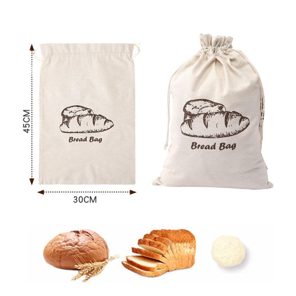 Reusable Linen Bread Bag Oxford Cloth Drawstring Bag Durable Bread Storage Bags  Kitchen Supplies