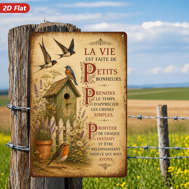 Metal Decorative Sign La Vie Est Faite De Petits Bonheurs