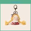 Handmade Korean Plush Doll Keychain With Floral Print Dress Checkered Bow Decor For Gift And Decoration