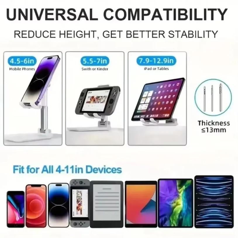 Folding Phone Holder Tablet Lazy Bracket Height Adjustable Desktop Live Streaming Stand for iPhone 12-17 Pro Max Samsung Xiaomi
