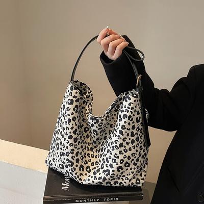 2025 Autumn New Suede Suede Leopard Print Bag Women's Large-capacity Shoulder Fashion Messenger Bag Portable Underarm Bag