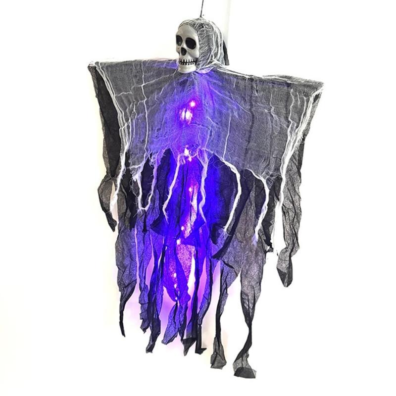 Halloween Hanging Specter Ornament Party Supplies Skeleton Specter with Light For Festivities Haunts House Decoration