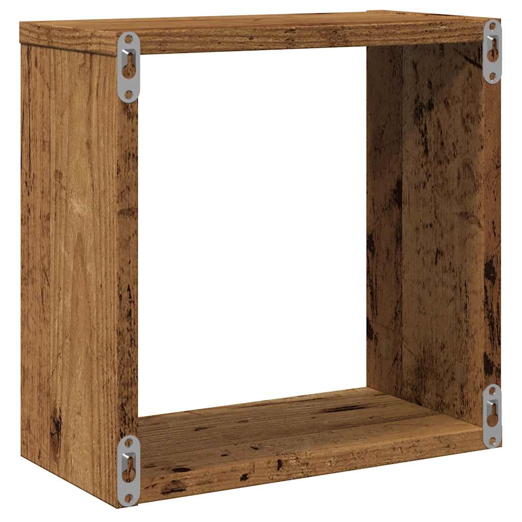 Cube Wall Shelves 2 pcs Rustic Wood Look 30 x 15 x 30 cm Engineered Wood
