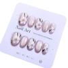 Hot-Selling Hand-Painted Floral Cat Eye Nail Tips - Ice Transparent Nude, Gentle Style Wearable Nails.