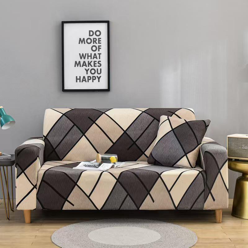 Four Seasons Milk Silk Elastic Sofa Cover - Single/Double Person, All-Inclusive Printed Design