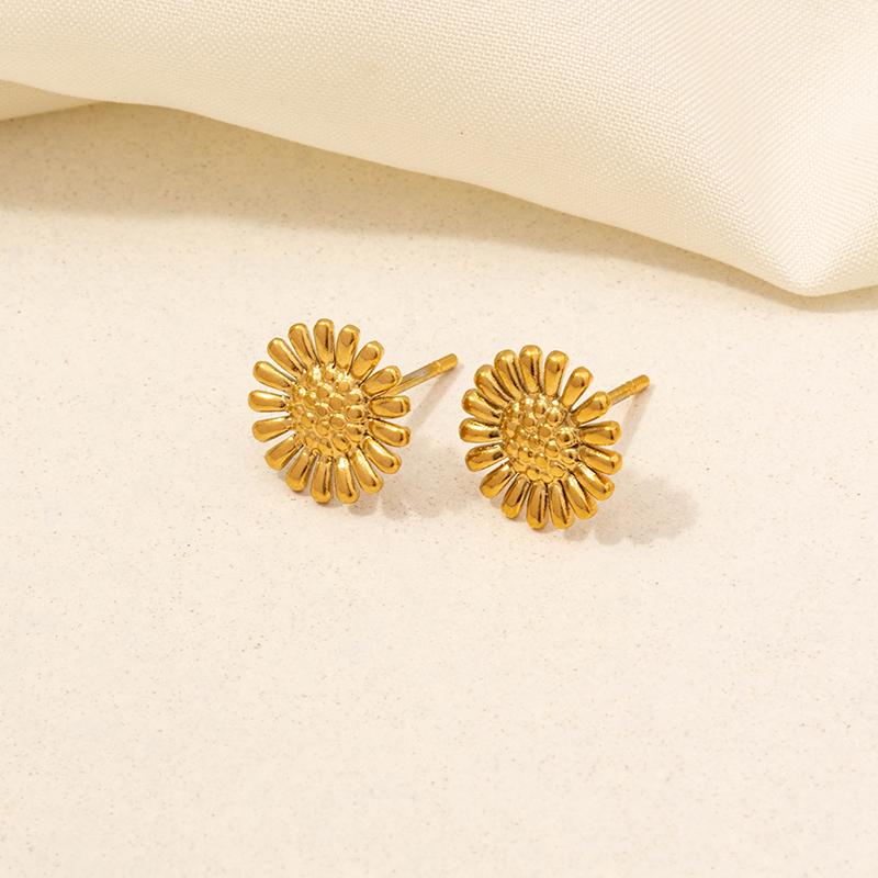 6pcs Real Gold Plated Fashion Plant Leaf Flower Earrings Stainless Steel Ear Studs For Men Women Jewelry Piercing Earring Party