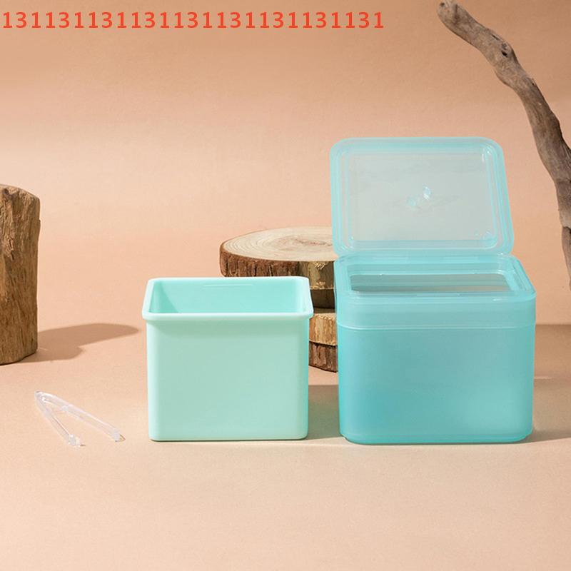 Wide-Mouth Flip Storage Cover Nail Art Tool Case Organizer Double Layer Makeup Remover Cotton Box with Tweezers