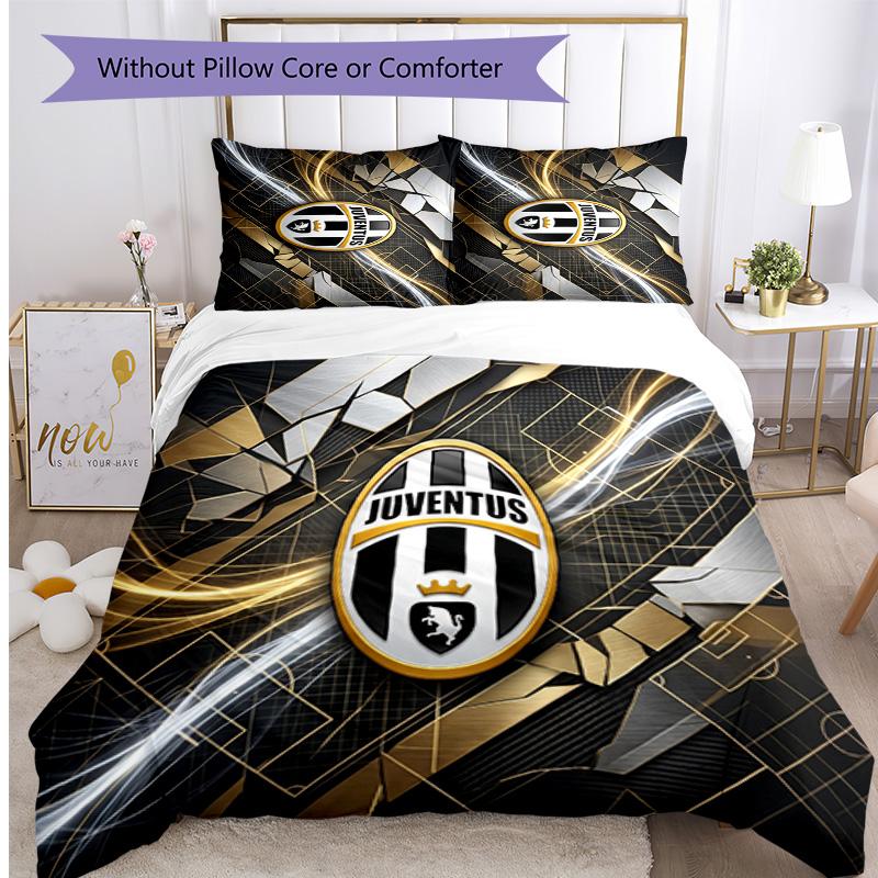 Set Biancheria da Letto 3 Pezzi con Stampa Pattern Juventus FC Morbido Delicato sulla Pelle Lavabile Copripiumino e Federe Set Stagione Unica Camera da Letto