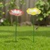 Insect Drinking Flower Shaped Bird Bath Iron Butterfly Bee Water Station  Courtyard