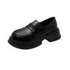 thick-soled black small leather shoes women's retro British style 2025 new Japanese versatile height-increasing one-pedal loafers
