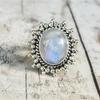 Elegant Moonstone Ring for Women Vintage Thai Silver Jewelry with Oversized Cabochon Stone Unique Gift