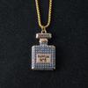 Exquisite Rhinestone-Inlaid Perfume Bottle Pendant Necklace & Car Keychain
