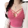 Summer sexy solid color lace cross sling vest women with chest pad inside and outside wear slim and slim back top