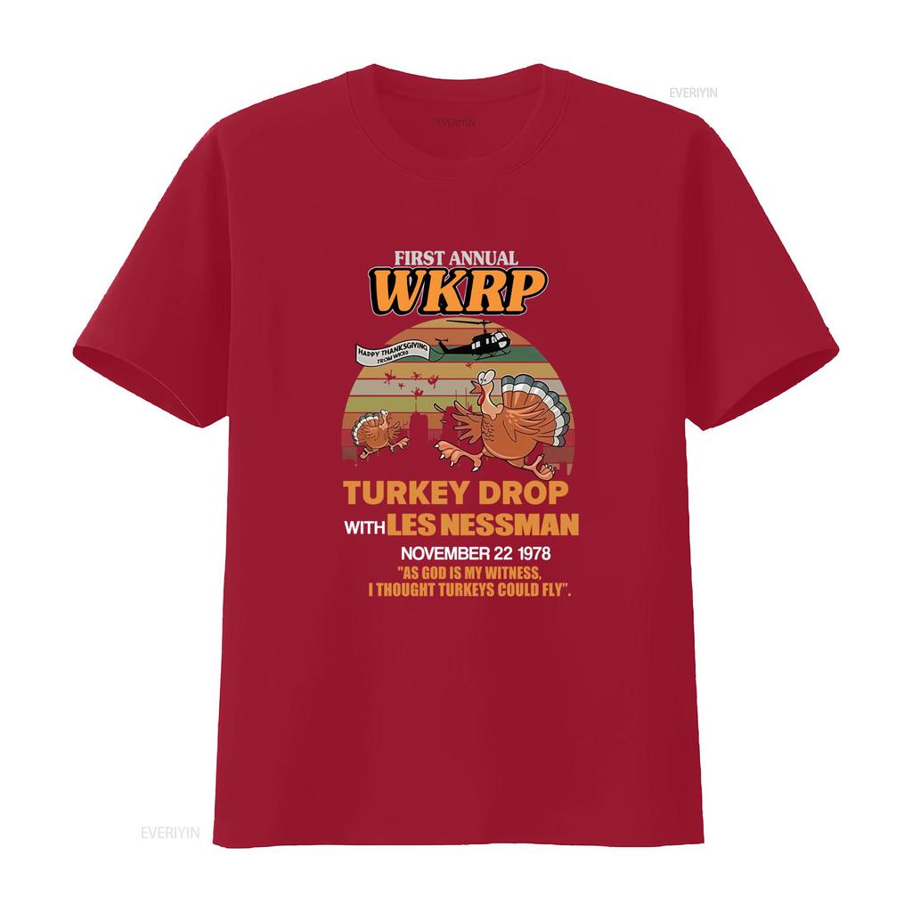 Thanksgiving Vintage Style Funny First Annual WKRP Turkey Drop Les Nessman T Shirt vintage Washed Top For Everyday Wear Casual