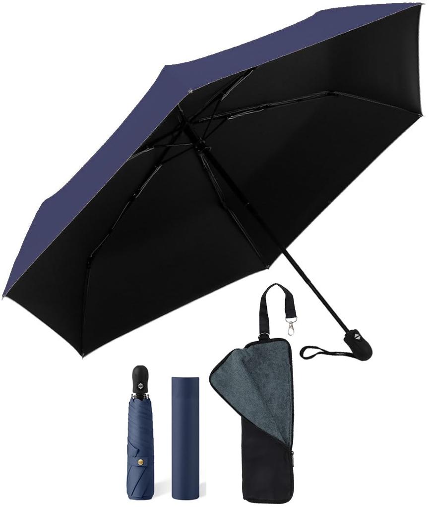 2024 Edition Automatic Lightweight For Sunny or Rainy UV Completely Water Travel Navy Umbrella Cover [Folding Umbrella, Open/Close, 220g] Durable,